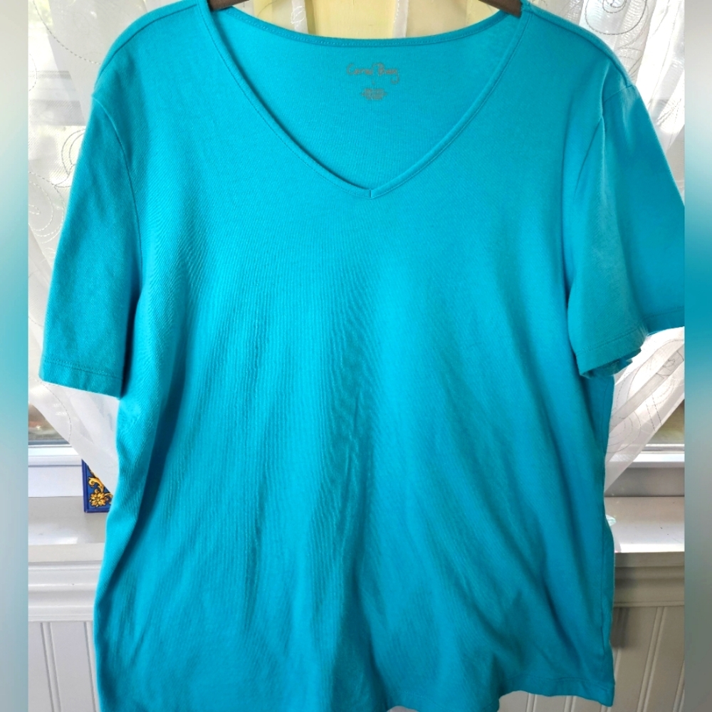 CORAL BAY SIZE LARGE TURQUOISE SHORT SLEEVE TEE SIZE LARGE